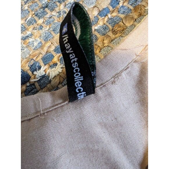 Hayat Embroidered Beige Pink Green Floral Kurti Dress S/M Ethereal Special Occas - Picture 12 of 14